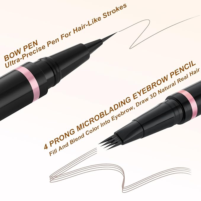Eyebrow Pencil Makeup Kit, with Waterproof 2-IN-1 Microblading Eyebrow Pen, Eyebrow Pomade, Eyeliner and Dual-ended Eyebrow Brush, Brow Pencil Kit for Natural Eyebrows - Ash Blonde-Velvo Beauty