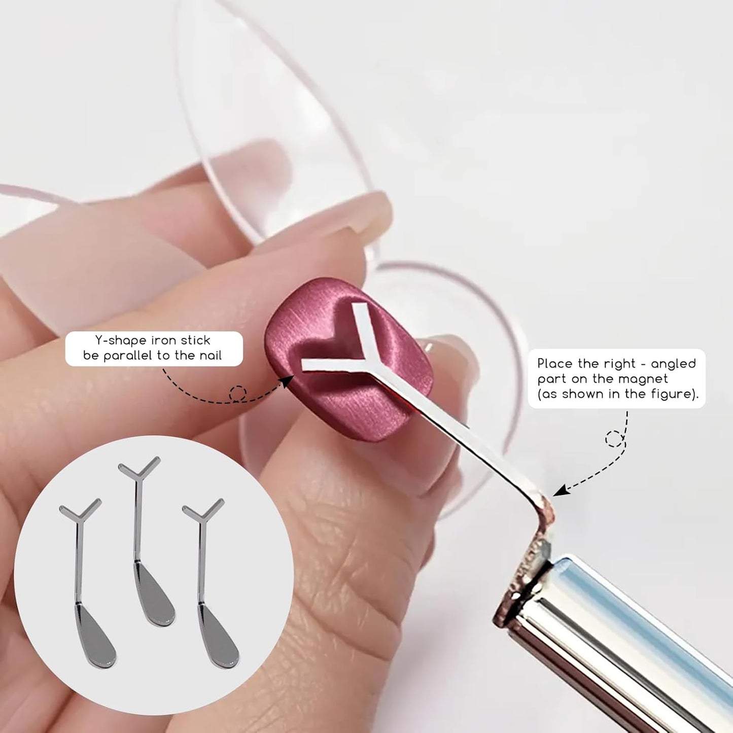 24 Pcs Cat Eye Magnet for Nails + 3 Y-Shaped Metal Brackets for Heart Cat Eye Effect Cylindrical Nail Magnet Magnetic Beads Magnet Double Ended Flower Magnet Stick for Cat Eye Nail Polish-Velvo Beauty