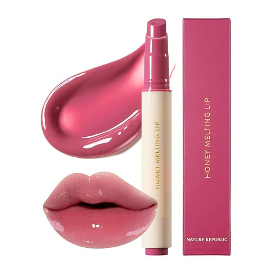 Nature Republic HONEY MELTING LIP (08 DARK CHERRY CHOUX) SOFT LIP STICK, Hydrating Gloss, Moisturizing balms, Sheer tint, Shine & Nude, Glowy Finish, korean make up-Velvo Beauty