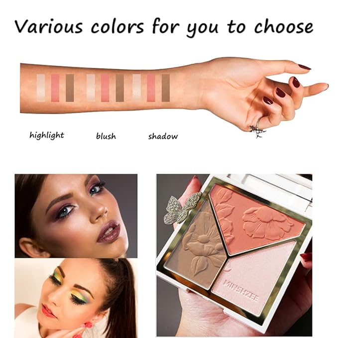 3-in-1 Highlighter Makeup Palette – Contour, Blush & Glow Kit with Matte & Shimmer Finish – Silky Pressed Powder for Face, Cheekbones, Eyes – Long-Lasting, Waterproof, Cool Toned, Travel-Friendly-Velvo Beauty