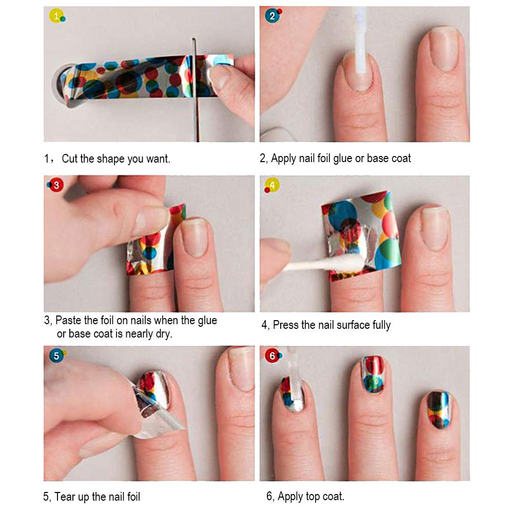 WOKOTO 10 Rolls Nail Art Foil Transfer Stickers Tips Flower Design Nail Wraps Decals Set Starry Sky Manicure Accessories (1.57inches×39.4inches)-Velvo Beauty