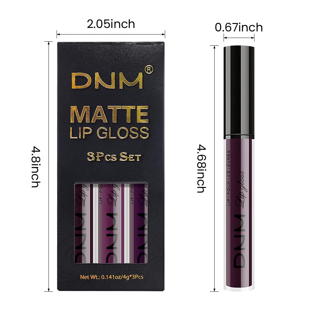 evpct 3Pcs Dark Purple Mauve Plum Maroon Matte Liquid Lipstick Lip Stain Sets for Women Matte+Lipstick Long Lasting Permanent 24 hr Hours Magic Lipstick 24 Hours original Waterproof 22#-Velvo Beauty