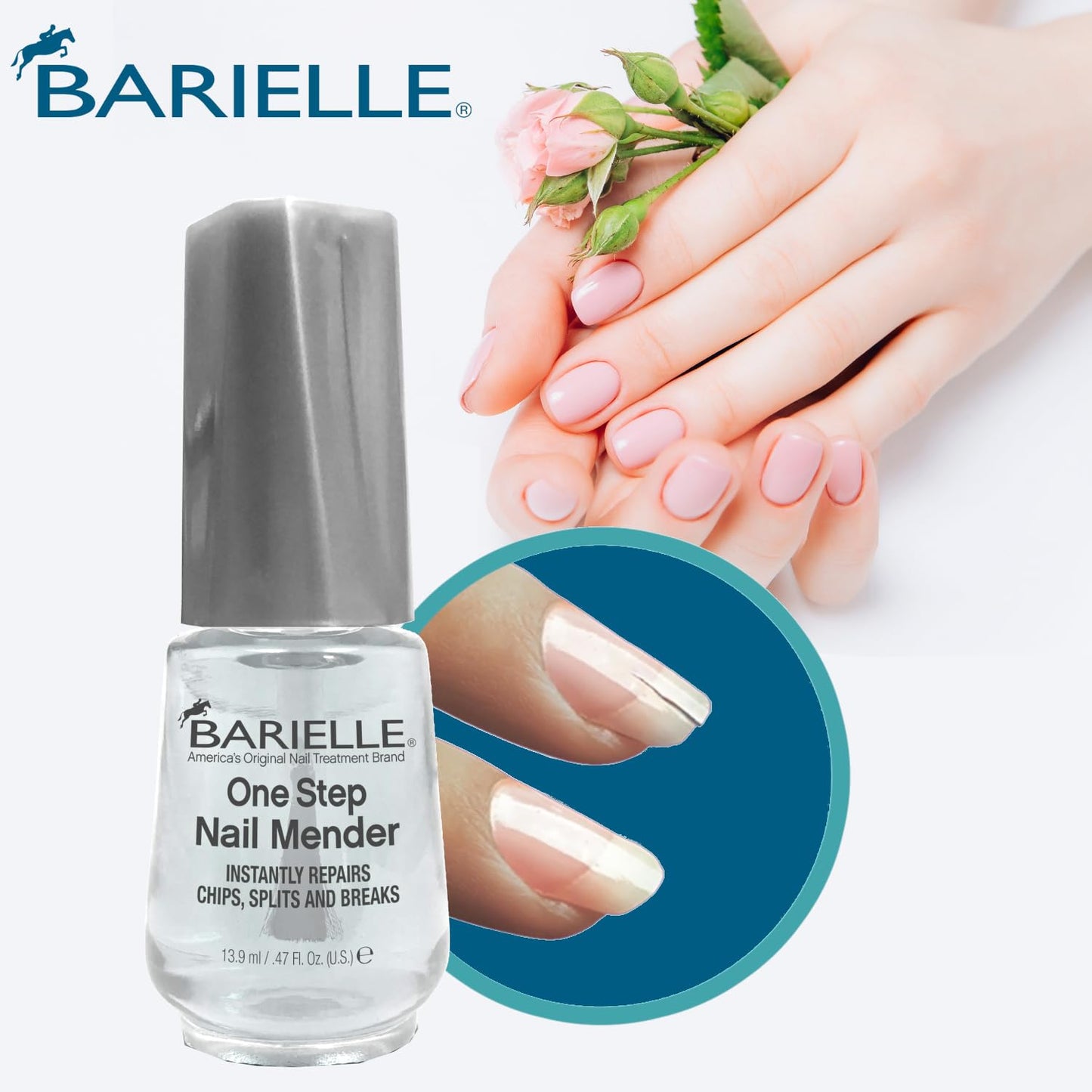 Barielle One Step Nail Mender .47 oz. - Repairs Split, Chipped and Damaged Nails Clear-Velvo Beauty