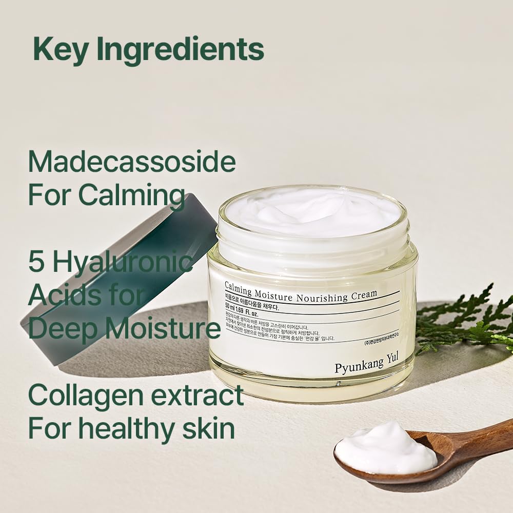 Pyunkang Yul PKY Calming Moisture Nourishing Cream Instantly Soothes Sensitive Skin, Face Moisturizer for Healthy Skin Vitality with Collagen, Vegan, Korean Skincare (1.69 Fl. Oz, 50ml)-Velvo Beauty