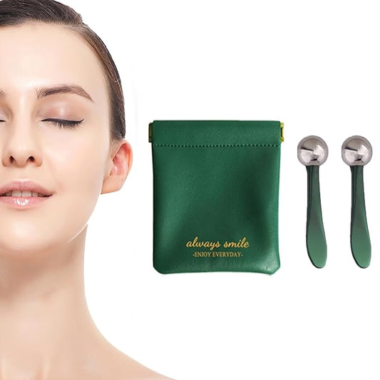 2 in 1 Roller Eyes Cream Applicator Wand and T-Shape Massager Tool for Facial Massage, Reduce Puffiness (Green-1)-Velvo Beauty