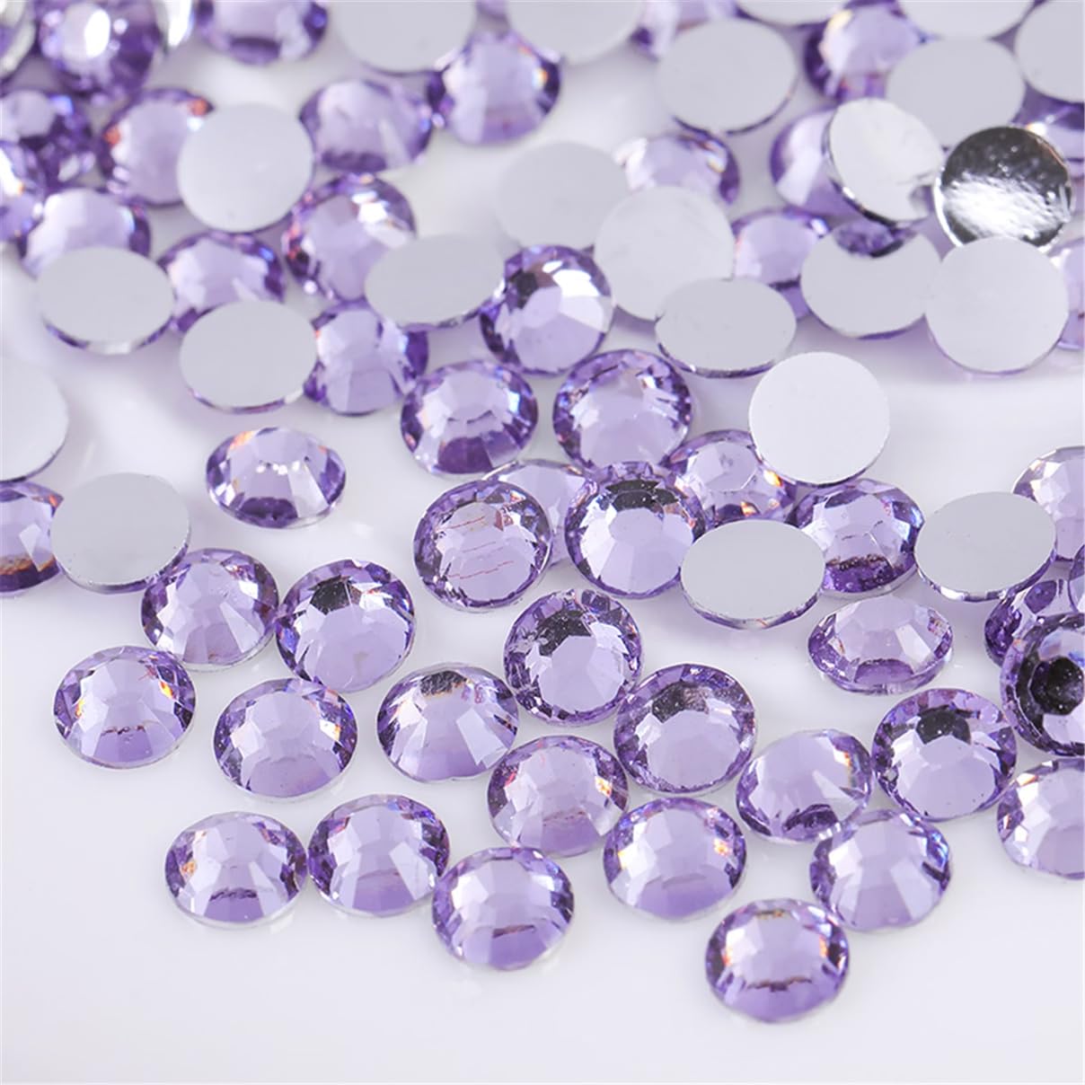 500 Pieces SS30 6mm Flatback Rhinestones Clear Glass Round Gems Crystals for Nail Art DIY Crafts Clothes Shoes Bags （Light Purple）-Velvo Beauty