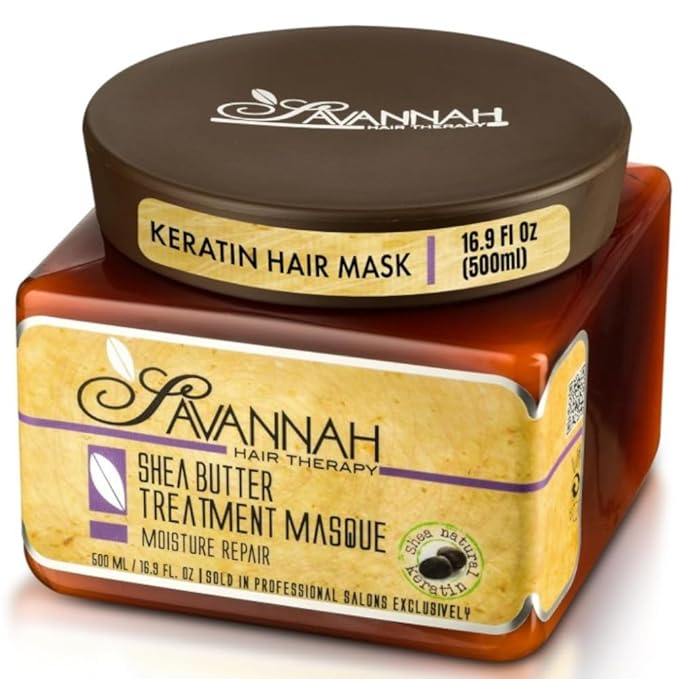 Savannah Deep Conditioning Hair Mask – Restores Shine & Softness to Dry, Curly, or Chemically Treated Hair – Anti-Frizz, Hydrating Formula with Keratin & Shea Butter – 500ml (16.9 oz)-Velvo Beauty