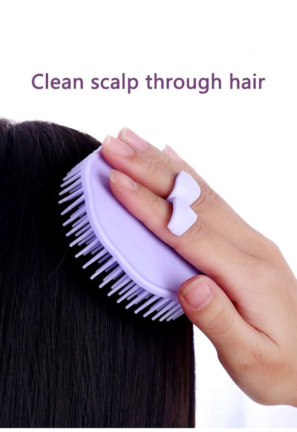 Hair Scalp Brush Dandruff Cleaning Brush Shower Scalp Shampoo Brush Scalp Massager Pack of 4 (Orange and Violet)-Velvo Beauty