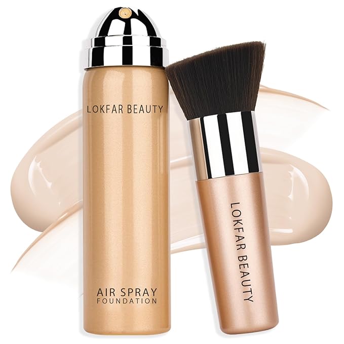 AirBrush Foundation Spray, Silky Mist Foundation Spray Makeup Set with Brush, Full Coverage Foundation for Smooth Radiant Finish, Formula Breathable Lightweight Hydrating | #A01 Ivory-Velvo Beauty