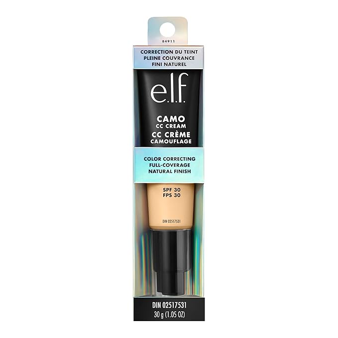 e.l.f. Camo CC Cream, SPF 30 Color-Correcting Medium-To-Full Coverage Face Foundation, Delivers An Airbrushed Finish, Vegan & Cruelty-Free, Fair 140 W-Velvo Beauty