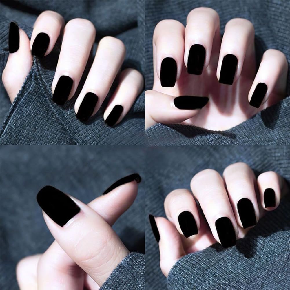 COSMOO 12ml Black Matte Nail Polish, Quick Dry Nail Lacquer for Nail Art Varnish, Mist Effect Matte Finish Velvet Nail Polish, 0.41 fl oz (Black, 0.41 fl oz)-Velvo Beauty