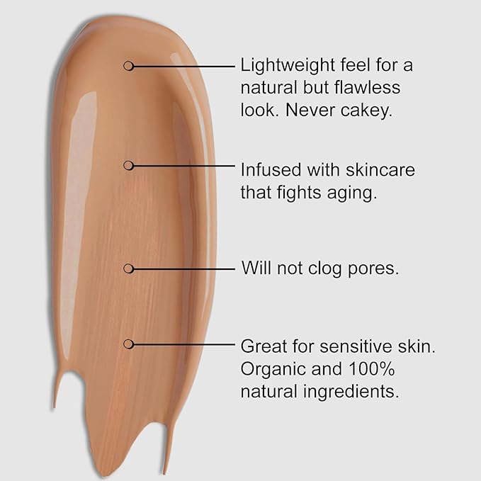 Organic Aloe-Based LUX Liquid Foundation, Natural Vegan Gluten-Free Made in USA, Cinnamon-Velvo Beauty