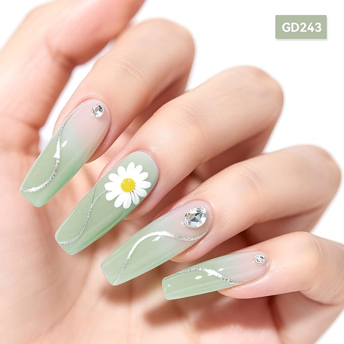 JODSONE Jelly Gel Nail Polish Set of 6 Colors Green Set Need U V Cured for Nail Art Manicure DIY Salon at Home Gift for Women-Velvo Beauty