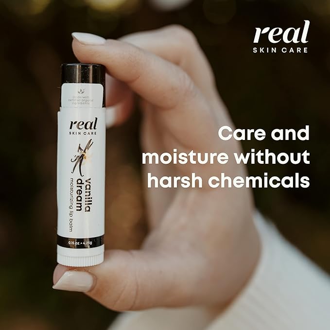 Organic Lip Balm With Coconut Oil | Handmade In the USA | Vanilla Dream 4-Pack | Natural Lip Balm | Coconut Oil Lip Balm for Dry & Cracked Lips | Beeswax Lip Balm | 4 Lip Balm Pack-Velvo Beauty