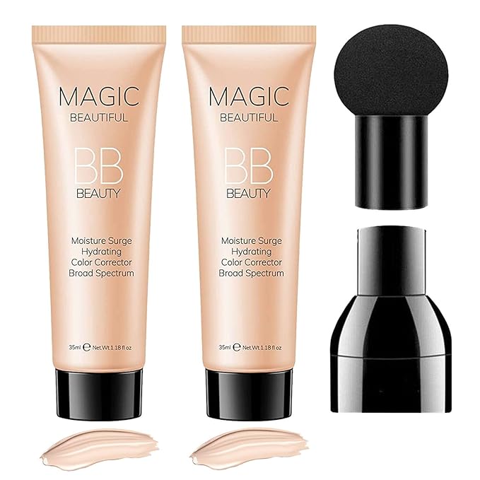 Sulily 2 Pcs BB Cream Full Coverage Foundation,Hydrating Natural Flawless Concealer, Clean Nude Makeup Base,Color Correcting Oil-Free BB Cream(ivory)-Velvo Beauty
