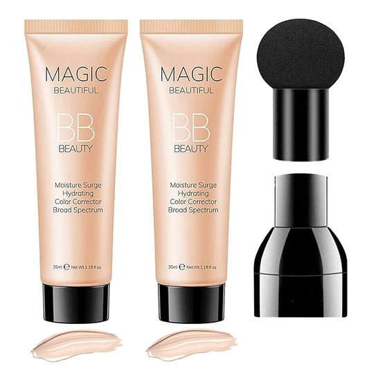 Sulily 2 Pcs BB Cream Full Coverage Foundation,Hydrating Natural Flawless Concealer, Clean Nude Makeup Base,Color Correcting Oil-Free BB Cream(ivory)-Velvo Beauty