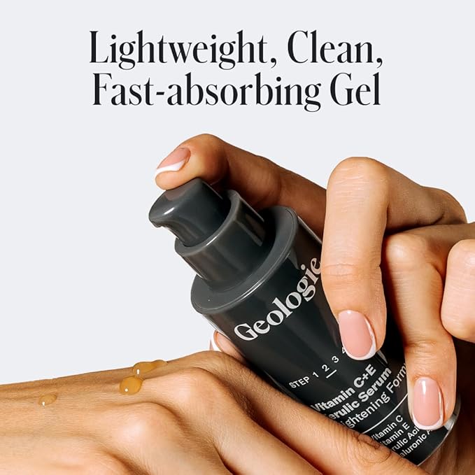 Geologie Vitamin C+E Ferulic Acid Face Serum | Brightening & Firming Anti-Aging Gel Formula | 5% Light-Protected & Stabilized Vitamin C , 0.5% Vitamin E, 1.5% Hyaluronic Acid | 30 ML-Velvo Beauty