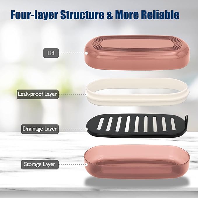 Shampoo Bar Holder, Large Soap Holder for 5 oz/10 oz Oversized Bars, Durable & Versatile Storage Soap Container with Drainage Layer (1 Pack, Red Style A-Large)-Velvo Beauty