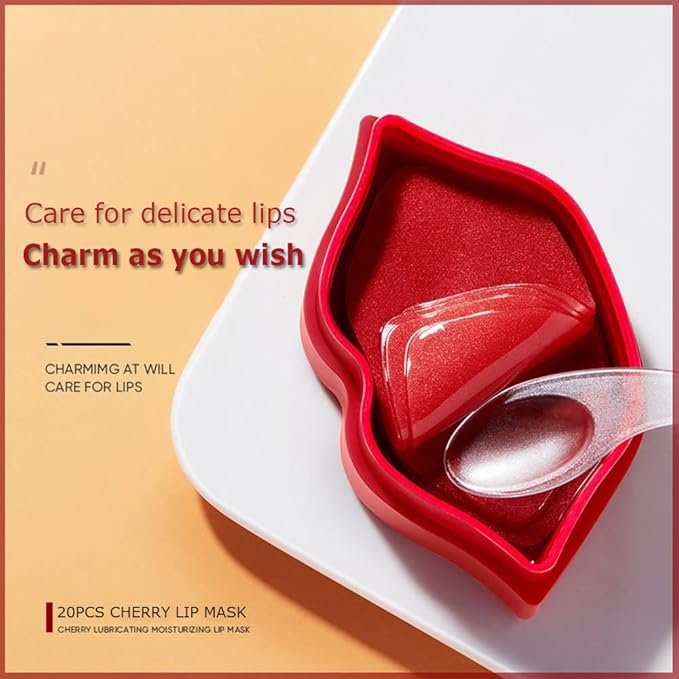 20Pcs Moisturizing Restores Moisture Lip Mask for Dry Lips and Lip Lines Overnight Lip Care, Gel Treatment Plumping Lips Mask (Red)-Velvo Beauty