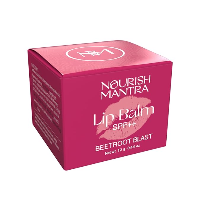 Nourish Mantra - Beetroot Blast Lip Balm with SPF | Made with Olive oil, Shea Butter, Vitamin E and Avocado Oil | For Dry, Chapped & Dark Lips | Best for Both Women and Men | 12g (Pack of 1, Beetroot)-Velvo Beauty