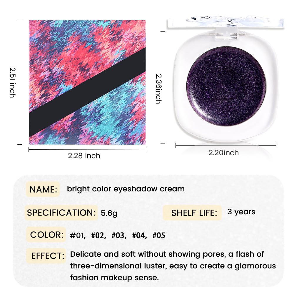 Dark Purple Cream Glitter Shimmer Metallic Eyeshadow Palette Makeup Halloween Birthday Party Wear, Natural Single Mini Instant Holographic Eyeshadow For Women, Sombras Crema Para Ojos-Velvo Beauty