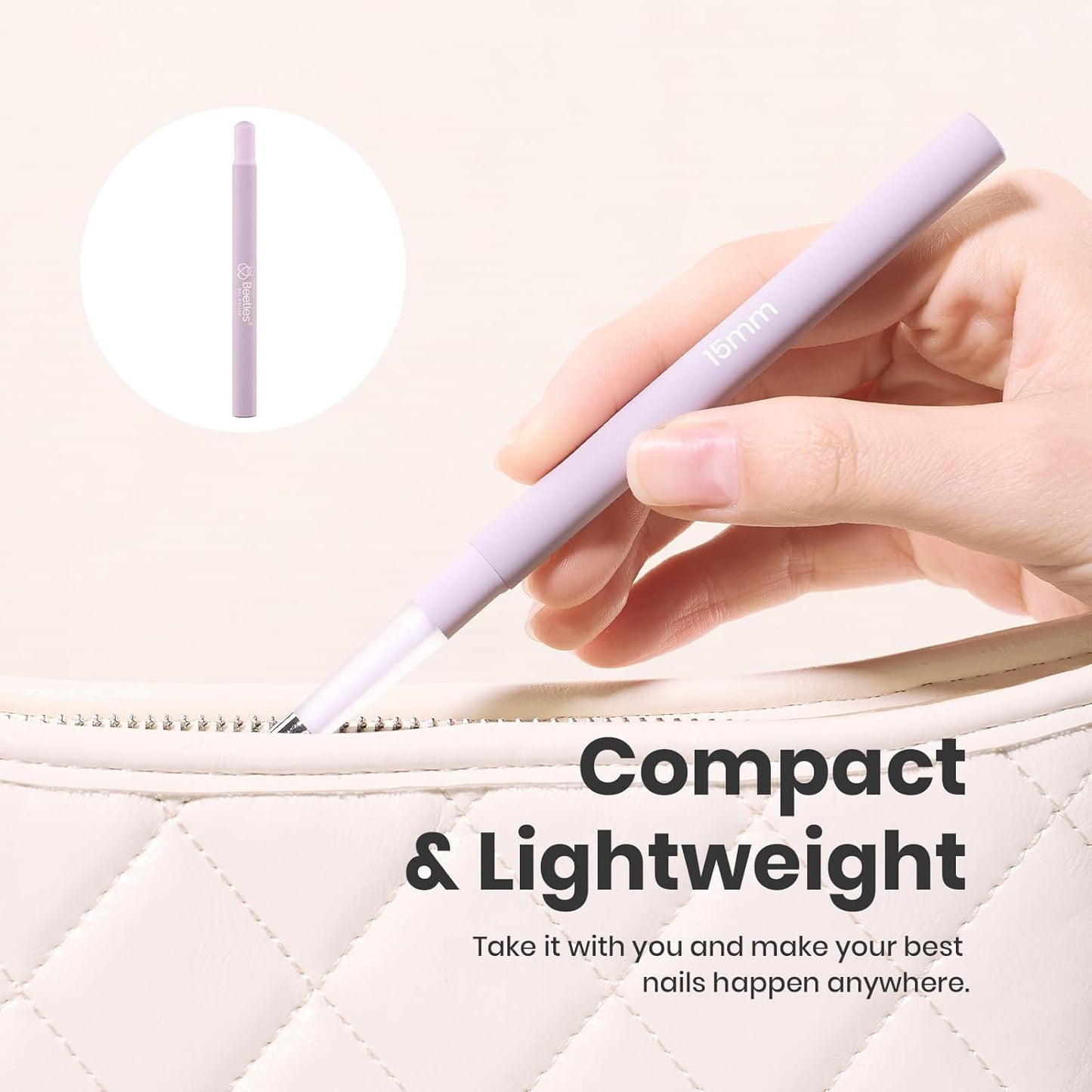 Beetles Nail Art Brushes, 1pcs Liner Brush Size 15mm Painting Art Design Manicure Pen Detachable Handle and Protect Cap Professional Nail Tools for Lines, Details, Fine Drawing-Velvo Beauty