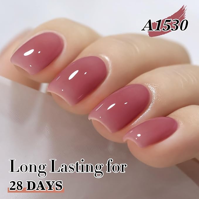 Double Rhythm 0.50 OZ Translucent Gel Polish Same Color Same Bottle Sheer Pastel Neutral Natural Milky 15 ML Jelly UV Nail Art DIY at Home (Light Plum-A1530)-Velvo Beauty