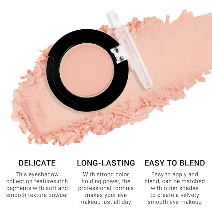 Monochrome Matte Eyeshadow Makeup Palette, Highly Pigmented Nude Eyeshadow Palette, Matte Pressed Powder Eyeshadow Makeup, Single Vegan Eye Shadow, Daily Evening Women Girls Eyes shadow Gift 8#-Velvo Beauty