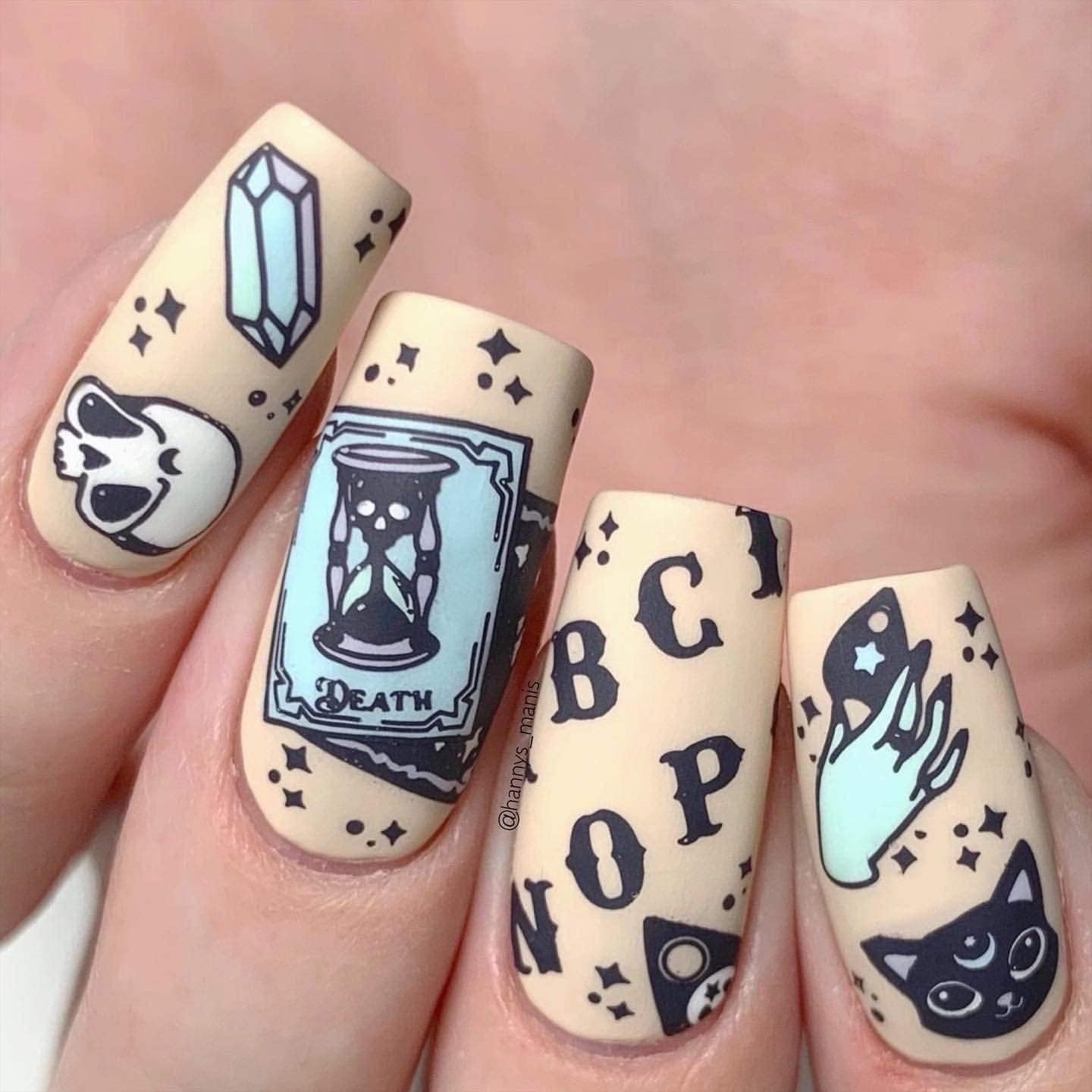 Maniology Sorcery and Spells Nail Stamping Plate Set, Halloween Plates Bundle, Sorcery Wizards Spirit Speaks Ouija Board Tarot Cards Manicure-Velvo Beauty