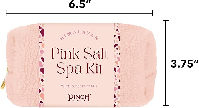 Pinch Provisions Himalayan Pink Salt Spa Kit, Spa Accessories & Essentials for Self-Care & Beauty, Includes Himalyan Salt Massager & Exfoliating Glove, Spa Set Gift, Multi-Functional Cosmetic Bag-Velvo Beauty