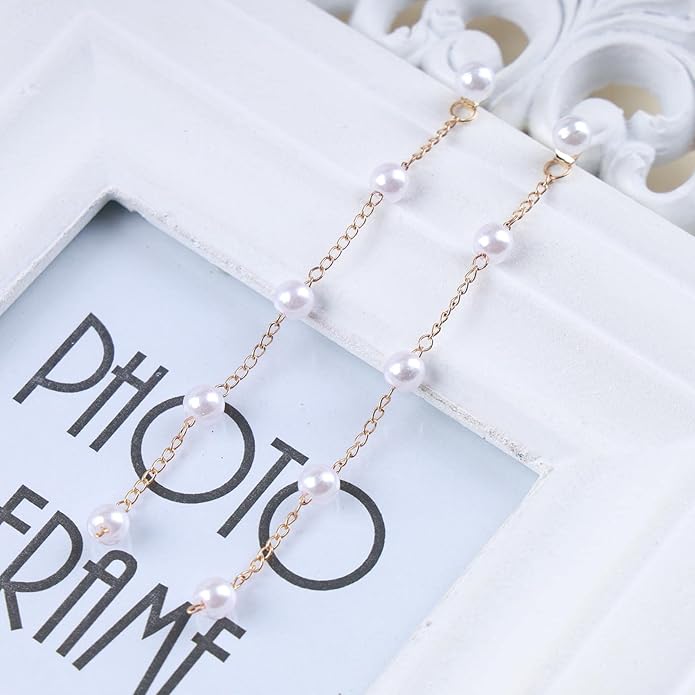 Boho Long Pearl Drop Earrings Vintage Gold Tassel Pearl Dangle Earrings Statement Pearl Chain Drop Dangle Earrings Wedding Prom Bridal Pearl Hook Earrings Jewelry for Women-Velvo Beauty