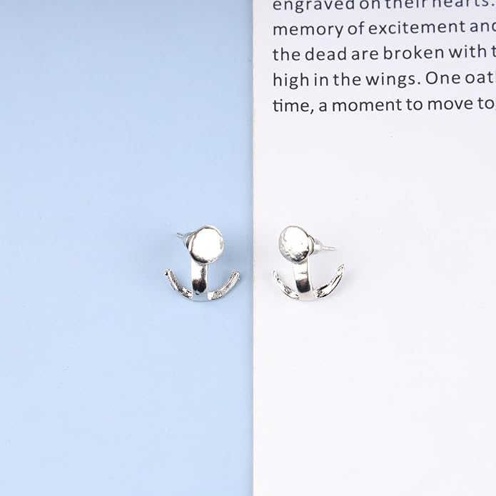 Boho Moon Ear Jackets Earrings Crescent Moon Stud Earrings Gold Sun Moon Earrings Minimalist Double Sided Round Earrings Jewelry for Women-Velvo Beauty