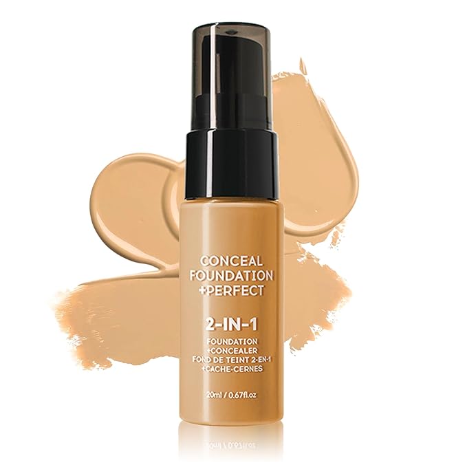 Concealer Full Coverage Foundation for Mature Skin,Oil Control Matte 2 in 1 Concealer liquid Foundation Makeup Waterproof Base De Maquillaje Alta Cobertura-03 Warm Ivory-Velvo Beauty