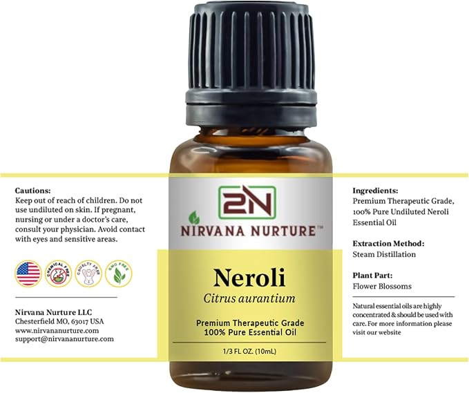 Neroli Essential Oil 100% Pure Premium Therapeutic Grade, Undiluted - Aromatherapy Diffuser for Calm and Relaxation, Skin Care, Hair Care-Velvo Beauty