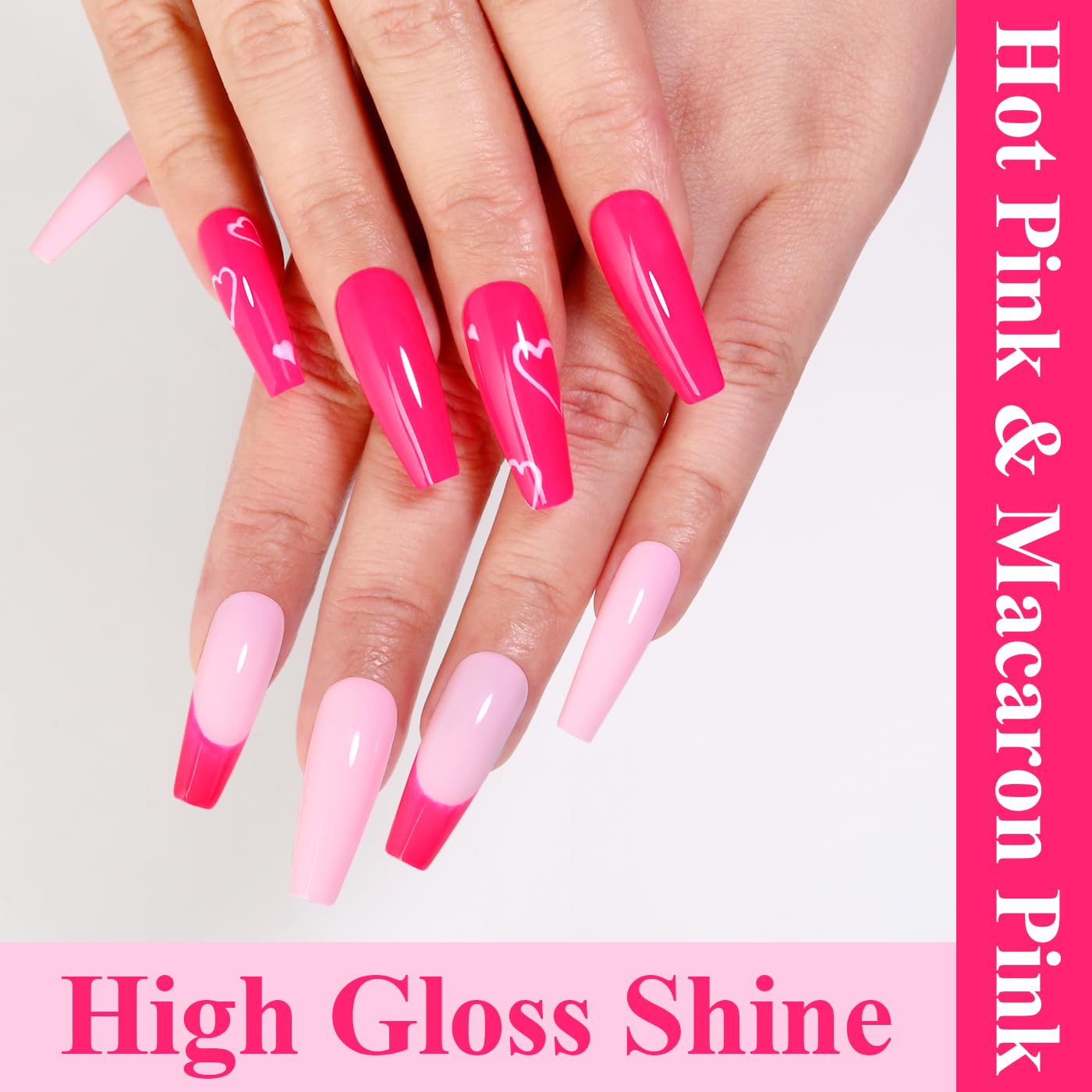 Imtiti Gel Nail Polish Kit, 2 Pcs 10ml Hot Pink & Macaron Pink Colors Gel Polish Soak Off UV LED Spring Summer Pink Gel Polish Nail Art Manicure Salon DIY Design Gel Nail Kit-Velvo Beauty