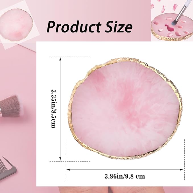 Makeup Palette Tray, Nail Tech Bag, Resin Nail Art Palette Makeup Mixing Palette Gold Edge Nail Art Tools Gel Design Nail Tray DIY, Mixing Palette, Nail Palette (3.86 x 3.43inch Pink)-Velvo Beauty