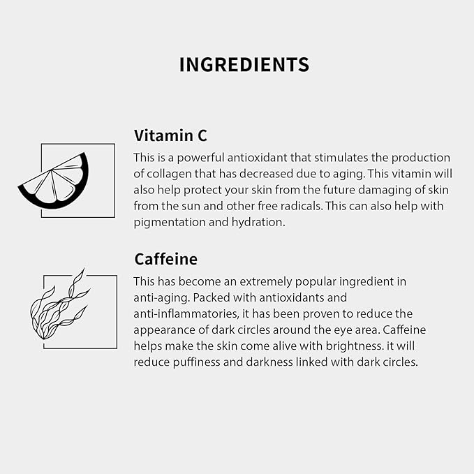 Gle Vitamin C Eye Serum for Dark Circles, Eye Wrinkles and Redness | Dark Circle Under Eye Puffy Eyes Treatment | Caffeine, Vitamin C Hyaluronic Acid | Hydrating & Brightening Scent-Free Travel Size-Velvo Beauty