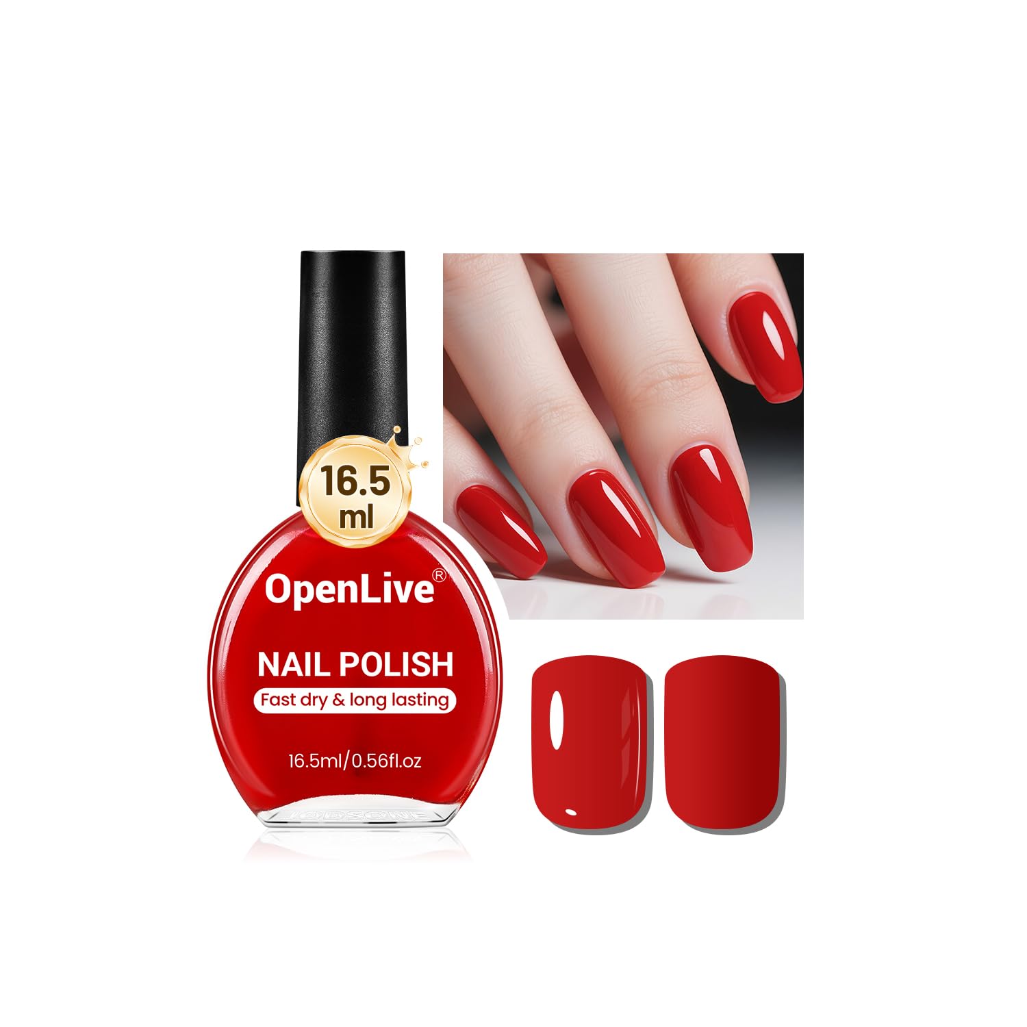 16.5ml Red Nail Polish Large Volume Quick Drying Nail Polish, Fast Drying and Long Lasting Color Nail Art DIY Home Manicure Gift for Women-Velvo Beauty