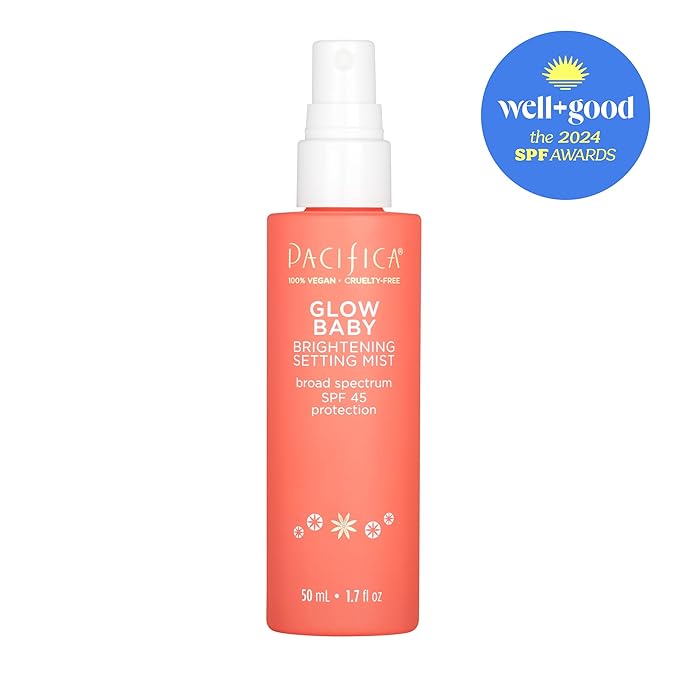 Pacifica Beauty Glow Baby Brightening Setting Mist & Glowy Vitamin C Skin Solve Set, Skincare, Suncare, SPF 45, UVA/UVB, Blue Light Protection, Primer, Vegan, 1.7 fl oz and 1 fl oz (Set of 2)-Velvo Beauty