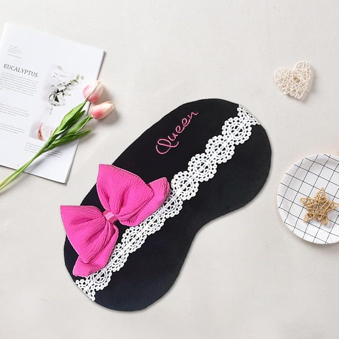 PERFECTSIGHT Bow Sleep Eye Masks, Cute Plush Sleep Eye Cover Lightweight Adjustable Eyeshade Faux Fur Mask Cover for Women Men Sleep Travel Nap-Velvo Beauty