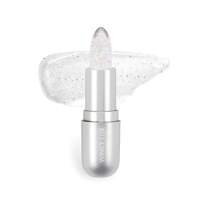 Winky Lux Glitter Confetti Balm, pH Lip Balm, pH Color Changing Lipstick and Tinted Lip Balm, Vegan & Cruelty Free Lip Balm, Hydrate & Plump, Sheer Pink Lipstick, Rainbow Confetti-Velvo Beauty