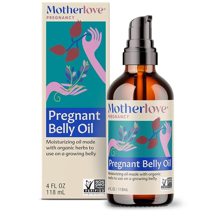 Motherlove Pregnant Belly Oil (4 oz) Natural Moisturizer to Soothe Itchy Skin & Prevent Stretch Marks—Non-GMO, Organic Herbs, Vegan-Velvo Beauty