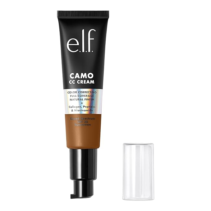 e.l.f. Camo CC Cream, SPF 30 Color-Correcting Medium-To-Full Coverage Face Foundation, Delivers An Airbrushed Finish, Vegan & Cruelty-Free, Deep 530 W-Velvo Beauty