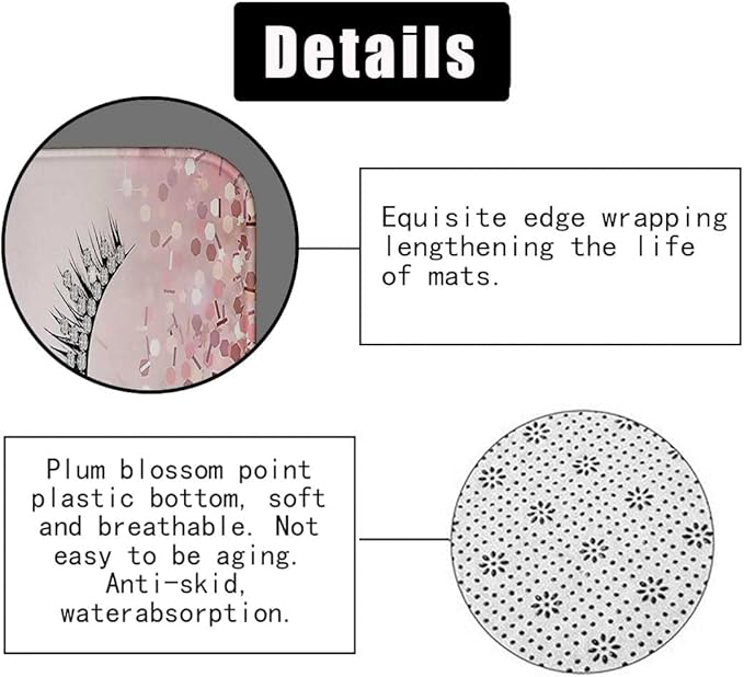 4PCS Hello Gorgeous Shower Curtain Set, Birthday Confetti Botanical Peony Floral Diamond Unicorn Eyelash Teen Girls Pink Bathroom Decor, Waterproof Fabric Shower Curtain, Bath Mat Toilet Rug-Velvo Beauty