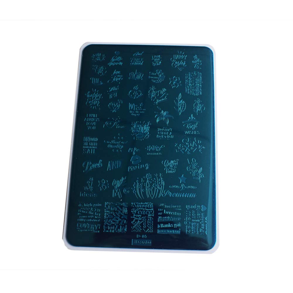 Flowers Leaf Love Nail Stamping Plate 2pcs Dreamcatcher Feather Pendant Image Stamping Template Alphabet Letter Words Creative Large Size Nail Plate Printer Star Lips Nail Stamp Stencil 14.5×9.5cm-Velvo Beauty