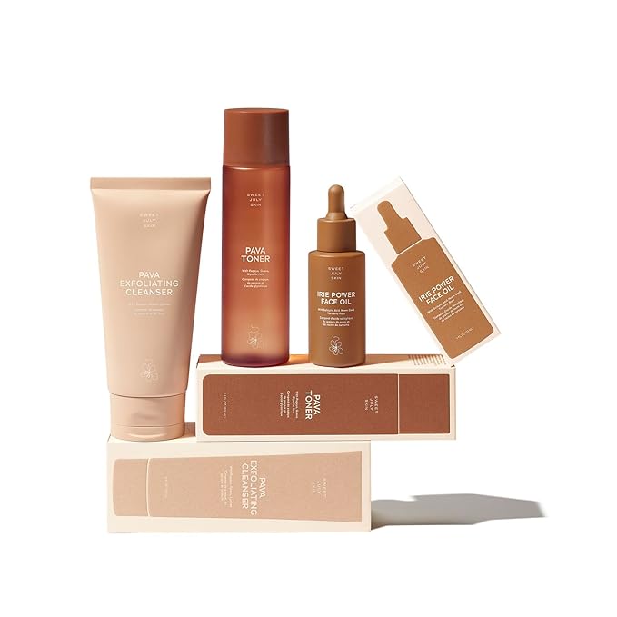 SWEET JULY SKIN The Essentials Set - 3 PC Full Size Cleanser, Toner, Facial Oil to Achieve Balanced, Glowing and Hydrated Skin-Velvo Beauty