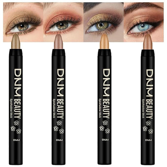 evpct 4Pcs Cream Eye Shadow Brightener Sticks Set for Eyes, Light Khaki Bronze Desert Beige Gold Shimmer Metallic Eyeshadow Pencil Applicator Stick Palette Makeup Waterproof sombras en crema para ojos-Velvo Beauty