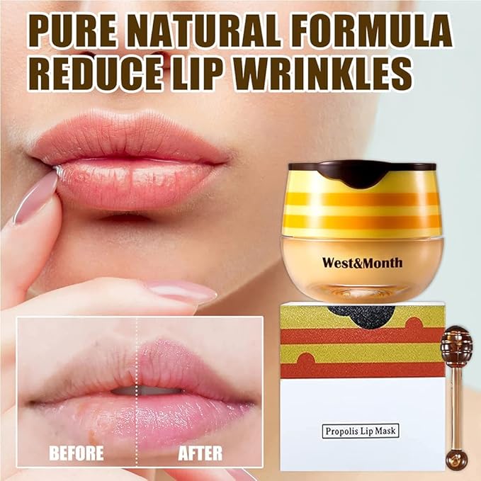 2PCS Bee Balm Lip Balm Honey Pot & Strawberry Sleeping Lip Mask, Propolis Moisturizing Honey Lip Mask Lip Balm, Hydrating & Prevention Dry and Cracked Lip Scrubs Exfoliator, Winter Lip Care Products-Velvo Beauty