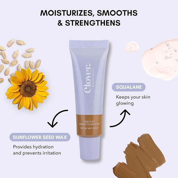Clover Skin Is In Serum Foundation | Hydrating Face Serum, Lightweight Foundation, Cruelty-Free & Vegan | With Squalane And Sunflower Seed Wax | 30 ml - Shade 09 (Medium-Dark)-Velvo Beauty
