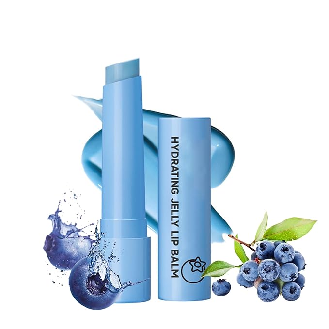 4 Colors Hydrating Jelly Lip Balm,Instantly Hydrate Lips Tinted Moisturizing Lip Balm For Dry Lips,Conditioning & Nourishing Lip Care Lip Moisturizer Fruit Lip Oil Jelly Lipstick (Blueberry)-Velvo Beauty